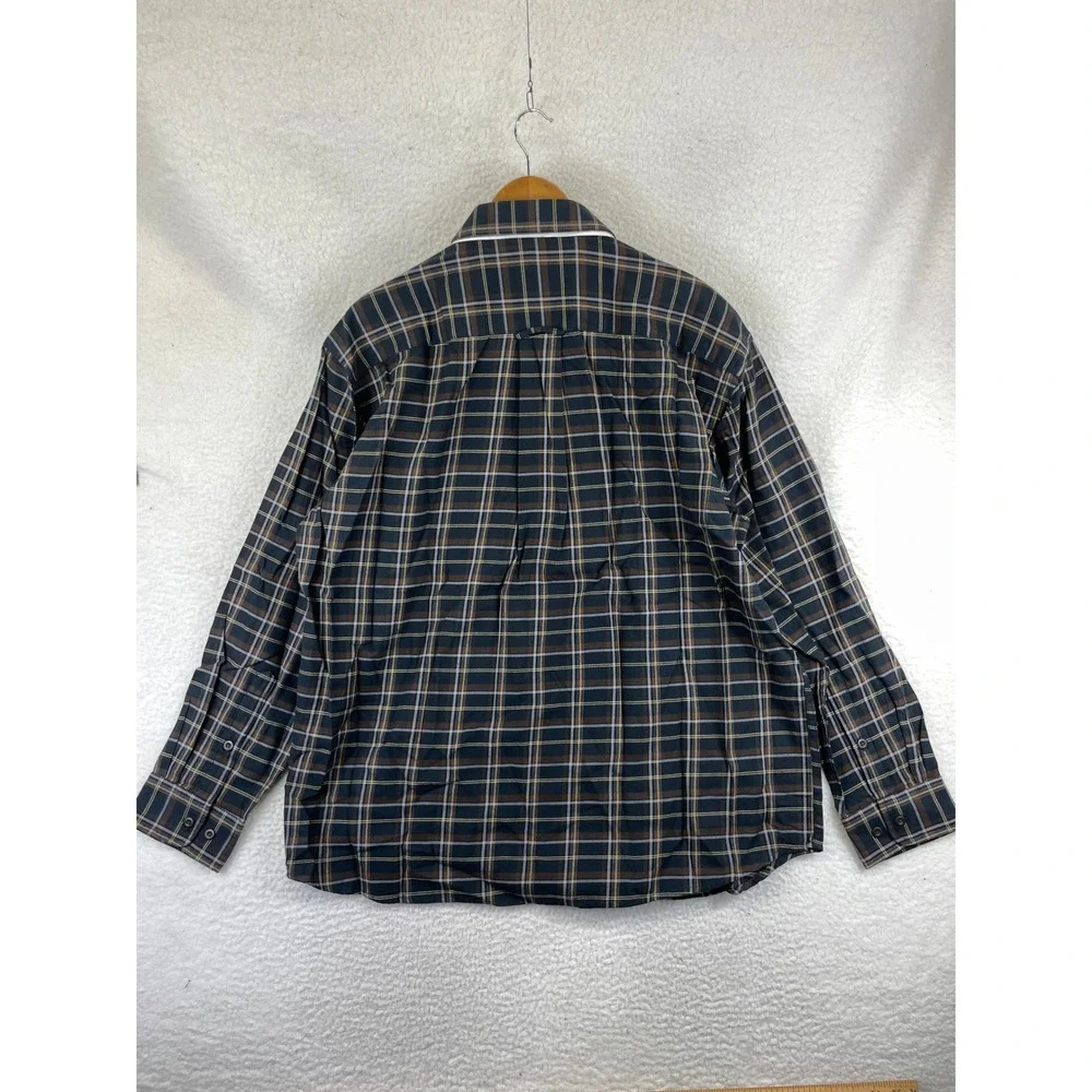 Orvis Men's Size XXL Classic Fit Plaid Button Down Shirt Navy Brown Cotton - Picture 7 of 9